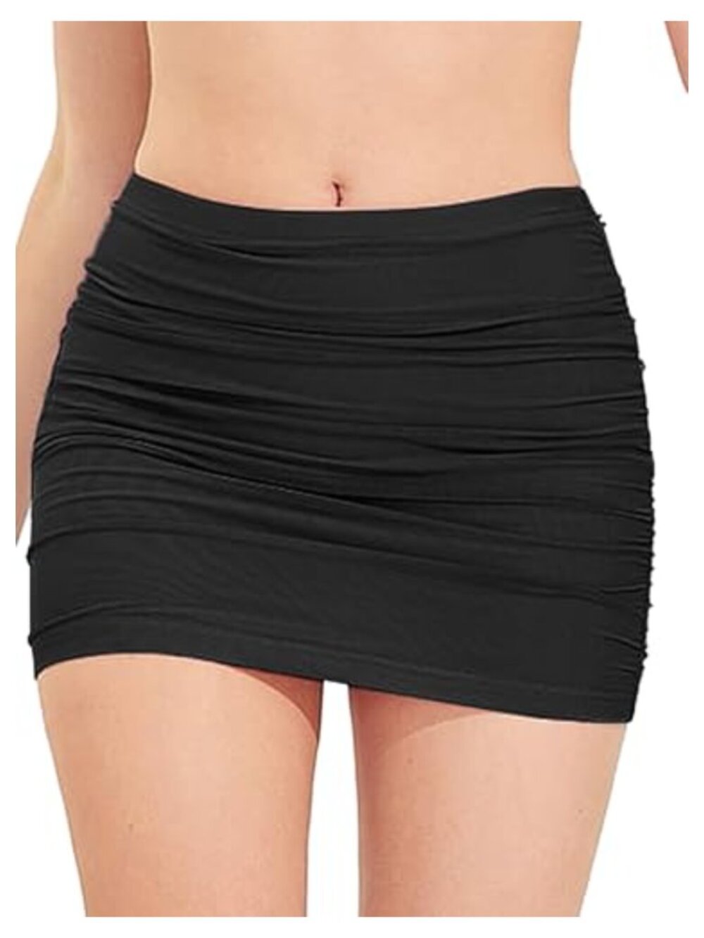 Women's Ruched Bodycon Mesh Mini Skirt with Shorts High Stretch Y2K